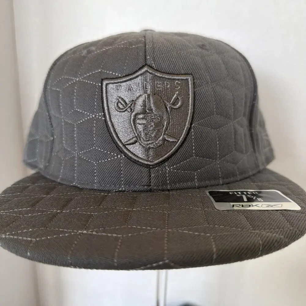 Reebok Las Vegas Raiders NFL Quilted Pattern Gray Fitted Hat 7 5/8